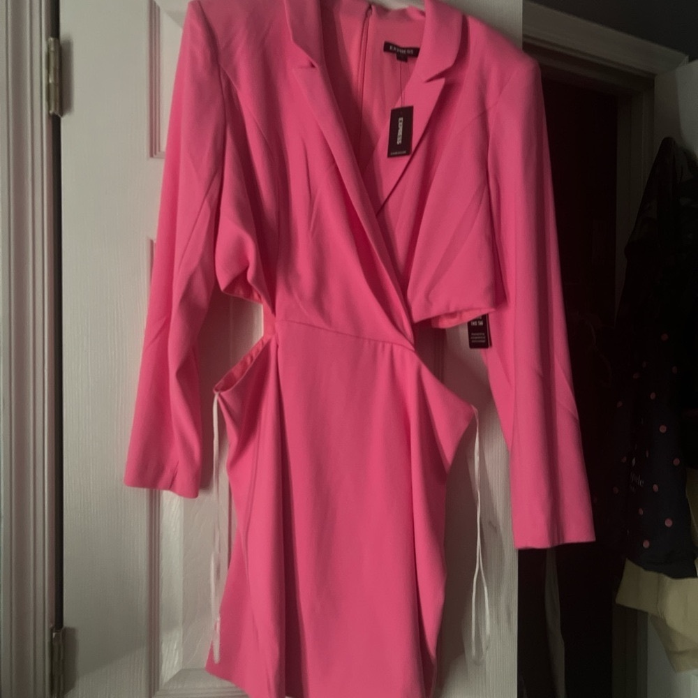 Express Vibrant Pink Blazer dress with peekaboo side